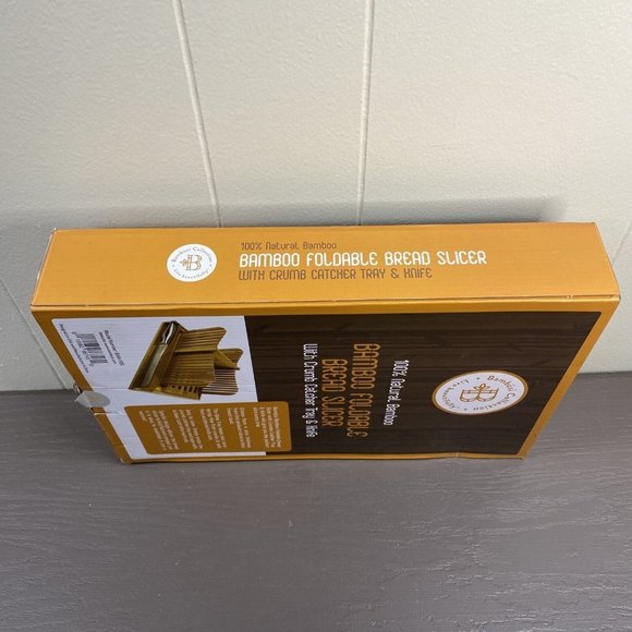 Bamboo Bread Slicer With Crumb Catcher Tray Folds for Easy Storage by Bambusi - Picture 4 of 6